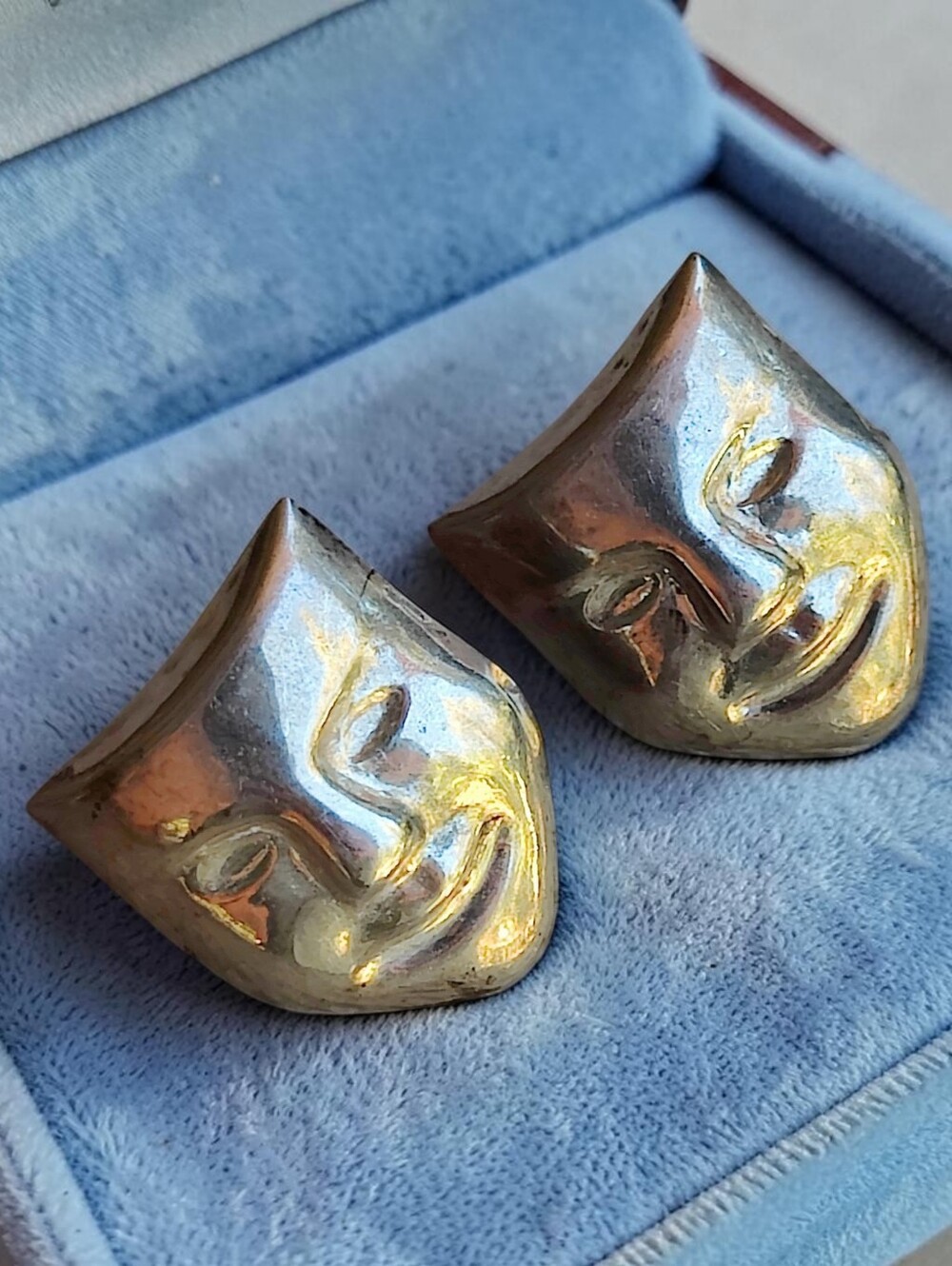 Vintage Sterling Silver Face Earrings